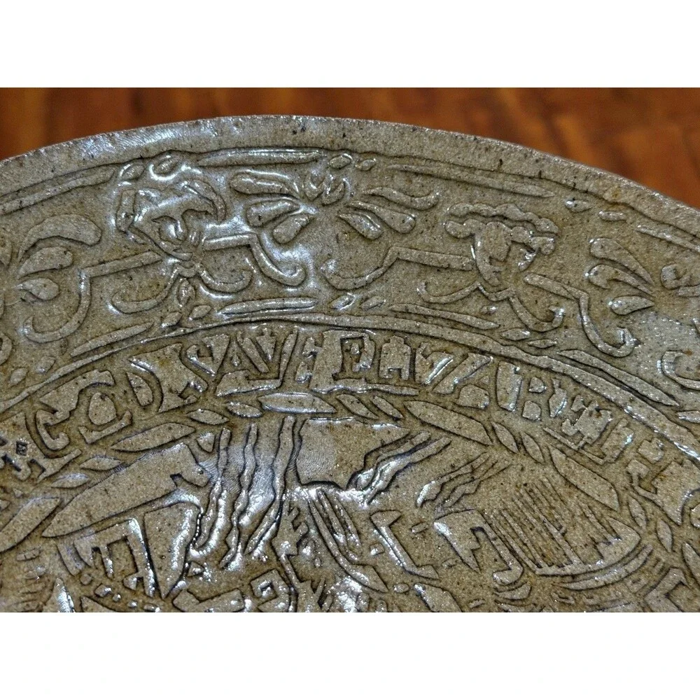 Vintage 92 Signed Ceramic 11” Pottery Bowl Queen Elizabeth I Commemorative Plate